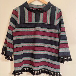 Sarah Campbell Size Medium made in the USA fringe top Multicolor- EUC